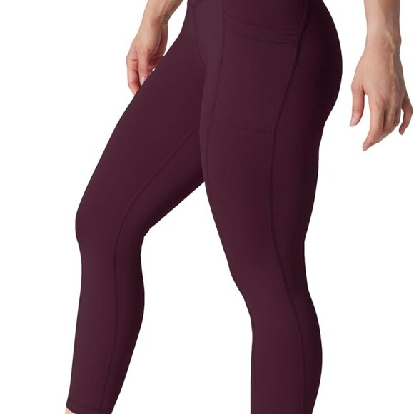 Cinnamon Cherry high waist squat proof ankle leggings with pockets for women - Picture 3 of 6